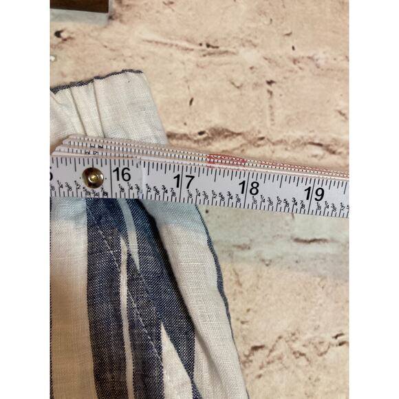 Ellen Tracy Linen Pants Womens 10 Navy & White Striped Beachy Wide Leg Pockets - Picture 8 of 15